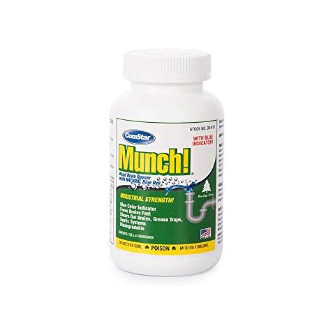 ComStar Munch, Bead Size Drain Opener with Blue Dye & Aluminum Chips Used with Cold Water That Dissolves Grease, Hair, & Root Growth in Sewer Lines Instantly, Made in USA, 1 Pound (30-610) Cover