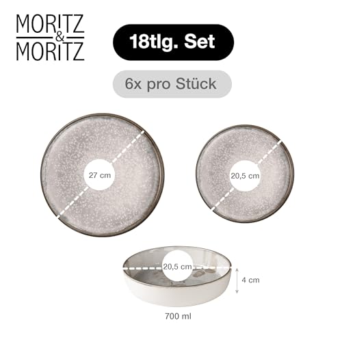Moritz & Moritz BLOSSOM Porzellan Geschirrset 6 Personen 18-tlg. - Modernes Tafelservice mit verspieltem Design - Pflegeleichtes Kaffeeservice mit Teller Set & Schüsseln - Kombiservice