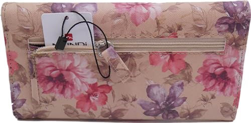 Generic Women's Faux Leather File Master Fat Wallet Flap RFID Ladies i908x (Beige Floral)2
