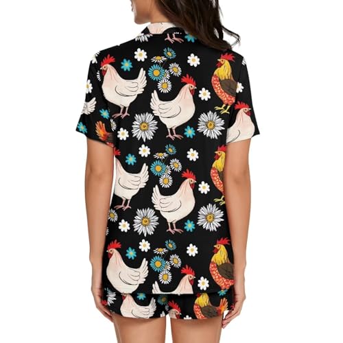 Image of Women's Short Sleeve Sleepwear Pajamas Nightwear with Pockets | skin-friendly breathable material resists pilling fading and deformation after repeated washing