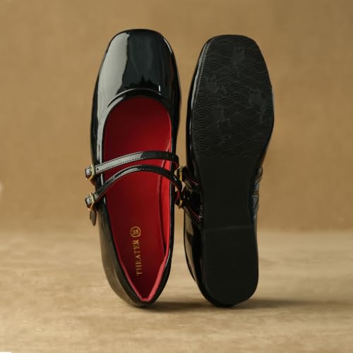 Image of Theater Bianca Mary Jane Shoes for Women with Double Buckle Straps, Bow Accent and Soft Cushioned Insole