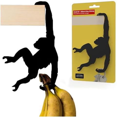 Artori Design Unique Banana Holder Balance Hook - Magic Hook for Hanging Plants Jackets Keys or Stylish Purse Hanger - Perfect for Kitchen Dorm Room Bedroom and Entryway for Home or Office (Chimp) Cover