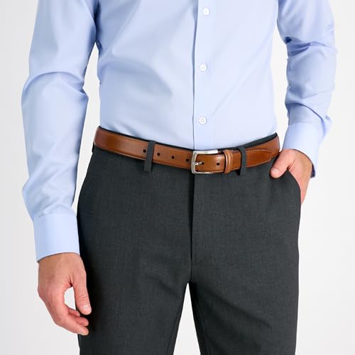 Haggar Men's Casual Everyday Leather Belt for Dress Pants, Jeans, Khakis - Classic, Business Casual, Stretch4