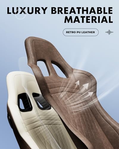 Image of GTPLAYER Ace Pro Gaming Chair, Built-in Speakers & Reclining Footrest | Ergonomic High-Back Chair with Lumbar Support, Linkage Armrest & Padded Seat for Home Office Gaming, Brown