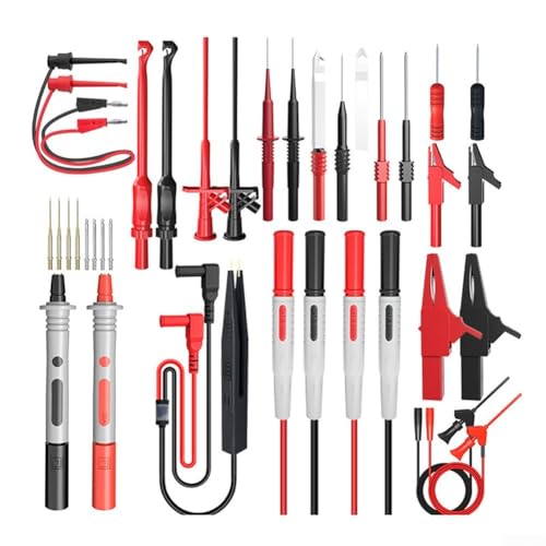 Kit de cables de prueba multímetro de 25 piezas con clip de cocodrilo, gancho de perforación de alambre y mini agarraderas con resorte, alambre de cobre para pruebas eléctricas confiables