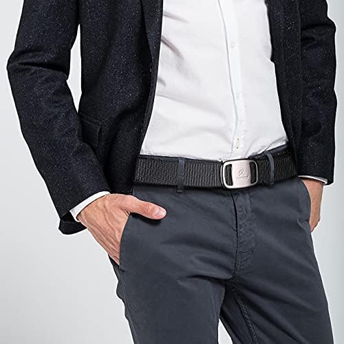 JUKMO Ratchet Belt for Men, Nylon Web Tactical Belt with Automatic Slide Buckle, Adjustable Trim to Fit