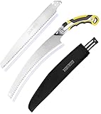 DOWELL 14-inch Curved Pruning Saw Hand Saw Gardening Tree Trimming Saw Cutting Tool Japanese Style SK5 Curved and Straight Blades with Razor Teeth and Scabbard Sheath