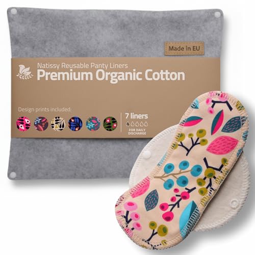 Image of Made in EU - Ultra-Soft Reusable Panty Liners (Small, 7-Pack) - High-Temp Washable Cloth Panty Liners for Women & Teens - Breathable Organic Cotton Keeps You Fresh & Dry for Vaginal Daily Discharge