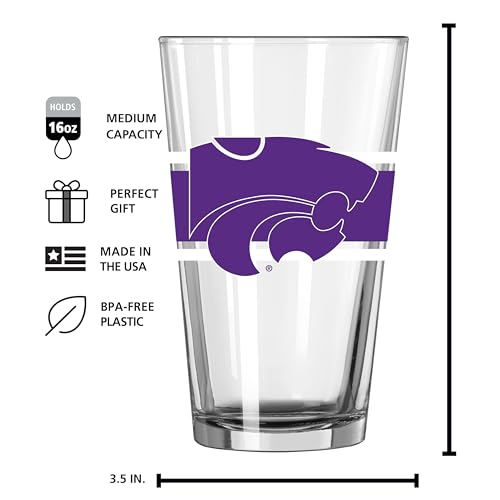 Image of Logo Brands NCAA 16 oz Pint Glass - Durable Glass With Bold Team Color- Chip-Resistant Rim Drinkware For Fans, Tailgates, Home Bars & Everyday Use