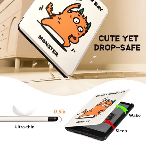 Image of CoBak Lightweight Stand Cute Case for 7 inch Kindle Paperwhite 12th Gen 2024 and Kindle Colorsoft with Right Hand Strap - Compatible with iPhone MagSafe, for Samsung /Anker Wireless Charging Pads