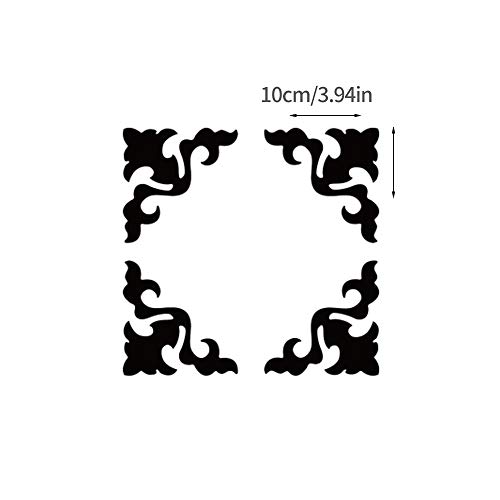 Funlife Corner Filigreel Tile Decorative Floral Pattern Mirror Ps Plastic Wall Stickers Non Glass Diy Vinyl Mirror For Furniture Cabinet Home Bedroom Decor 3.94" X 3.94" 16 Pcs Gold #TOP2