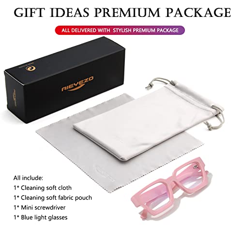 Image of AIEYEZO Square Thick Frame Glasses for Women Men Fashion Blue Light Glasses Trendy Chic Computer Eyeglasses