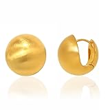 Half Ball Stud Earrings for Women 18K Gold Plated Ball Huggie Earring Brushed Button Earrings for Women Fashion Vintage Drop Round Ball Earrings