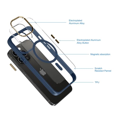 Image of iFAST Luxary Back Cover Case Compatible with iPhone 14 Pro Max | Magnetic Case Compatible with Magsafe Imported Soft Shokproof TPU and Hard Polycarbonate (PC) (Blue)