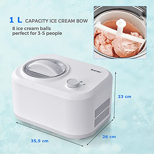 RELAX4LIFE 1 L Eismaschine Elektrisch, Eiscrememaschine mit 100 W selbstkühlendem Kompressor,3 Modi, inkl. Löffel… – Bild 6