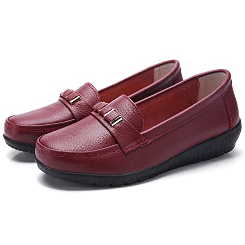 Women's Casual Loafers Cute Slip On Comfort Walking Flats Leather Driving Moccasins Fashion Closed Toe Boat Shoes2