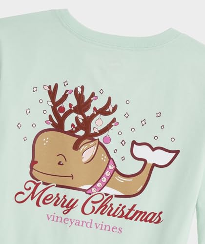 Image of Vineyard Vines Girls' Girls Long-Sleeve Reindeer Whale Pocket Tee