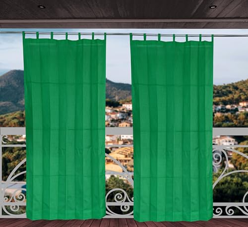Image of HDPE Fabric 85-90% Sun Blockage & UV Protection Detachable Tab Top Balcony & Outdoor Curtains Temperature Reducing for Window&Door Curtains(Green Color 4.5X5 Feet) 1 Piece
