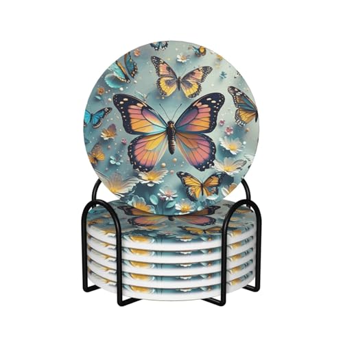 Sous-verres absorbants papillon en céramique, le cadeau de table parfait - 2