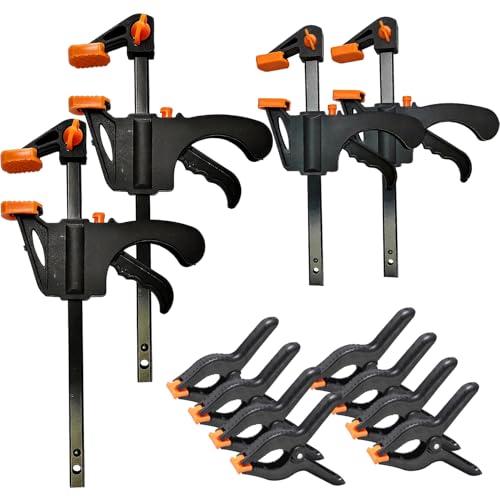 Catálogo para Comprar On-line Sargentos, tornillos y pinzas los más recomendados. 44 Kit 12 Piezas Herramientas Carpinteria-Prensas Carpinteria y Acortar,Incluir 2pcs de 4in,2pcs de 6in Abrazaderas F para Carpintería y 8pcs Abrazaderas de Resort, Sargentos para...