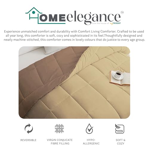 Image of HOME ELEGANCE Comfort Living Microfiber Reversible AC Comforter, 120 GSM, Soft & Cozy, Lightweight Quilt, All Season use, Machine Washable, Single - 60x90 inches - French Roast