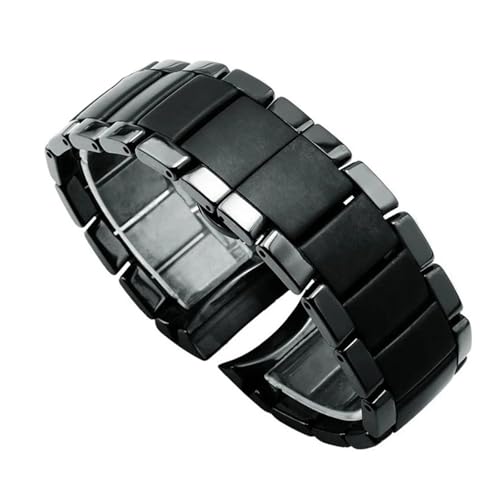Bracelet de montre en céramique noir mat avec boucle papillon