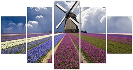 Tableau paysage pastoral 5 panneaux pour raviver un mur vide de salon 100x50