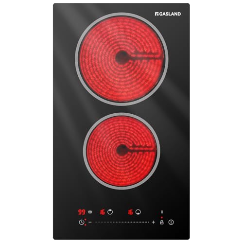 Image of GASLAND 12 Inch Electric Cooktop 2 Burner ETL Certified, 3000W Built-in Electric Radiant Glass Stove Top with 16 Power Levels, 220V Ceramic Hob, Keep Warm, Slide Touch Control & Timer