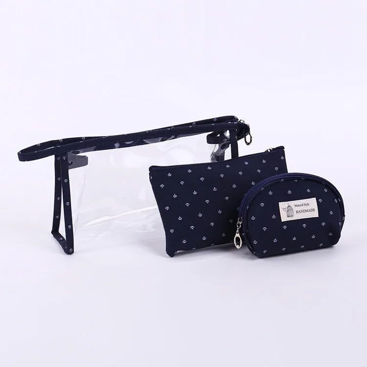 Image of Handcuffs Make Up Pouches Set of 3 | Cosmetic Bags | Toiletry Pouch | Makeup Organiser | Vanity Case | Jewellery Bag | Travel | Daily Use | Cases (Blue)