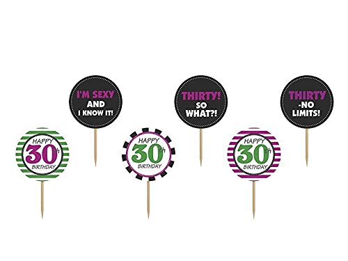 PartyDeco Cupcake Toppers 30th Birthday