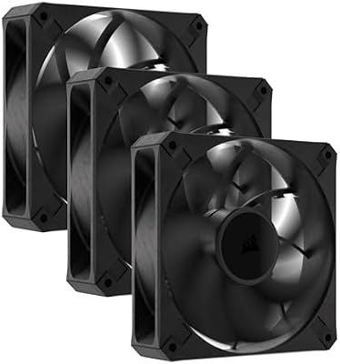 CORSAIR RS120 MAX 120 mm PWM Ventiladores Grueso – Alta Presión Estática – Fabricación en Polímero de Cristal Líquido – Paquete Triple – Negro