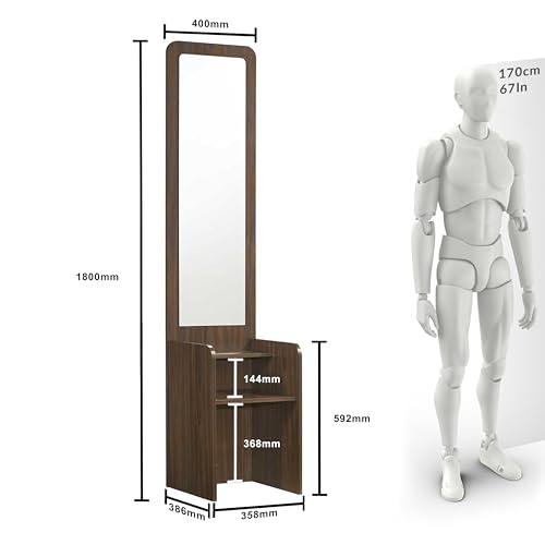 Image of DeckUp Zeus Engineered Wood Dressing Table with Mirror (Walnut, Matte Finish)