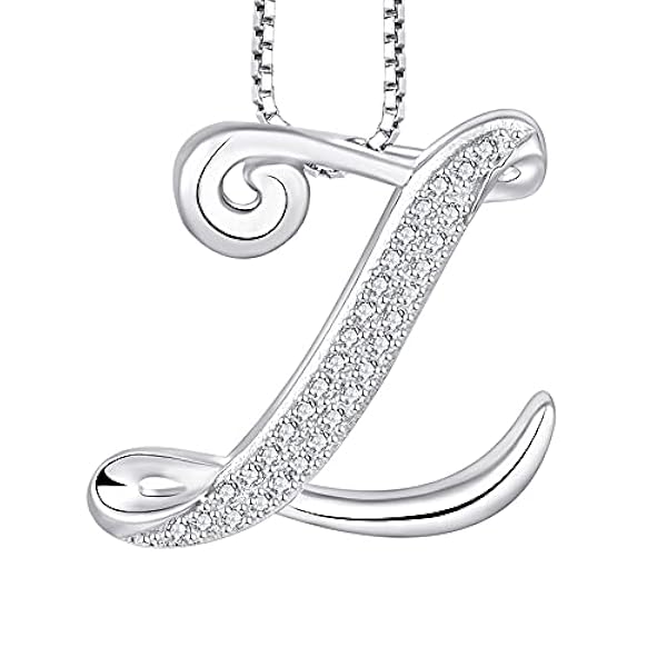 Starchenie A-Z bokstav halsband 925 sterlingsilver rodiumpläterat zirkon hänge för kvinnor e silver, colore: Z, cod. DP9210DC-CC