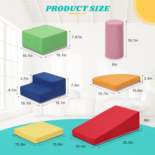 Jungledove USJD125 6-Piece Set Baby Foam Climbing Blocks For Toddlers - Baby Climbing Toys For Toddlers Indoor - Kids Soft Play Climbing For Toddlers - Velvet Foam Play Gym Playtime Corner Climber thumb #6