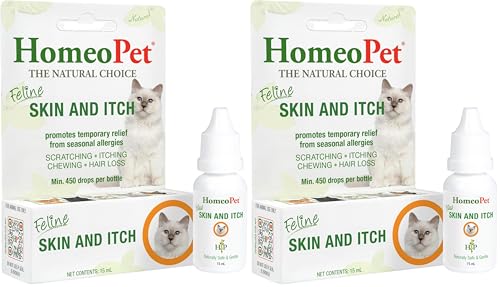 HomeoPet Feline Skin and Itch, Coat and Skin Support for Cats, 15 Milliliters (Pack of 2)