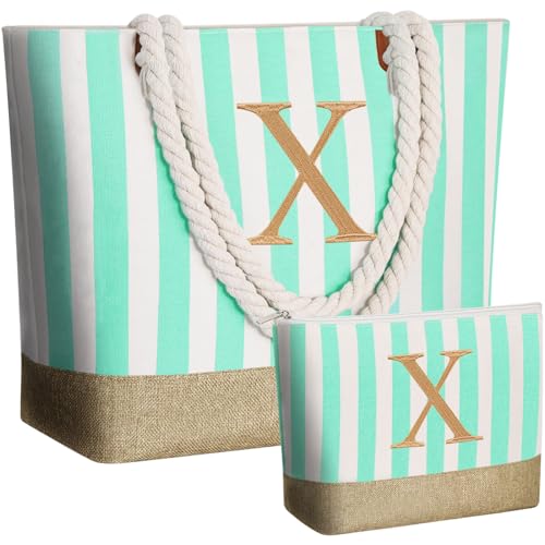 Image of GhvyenntteS Personalized Tote Bags for Women - Large Beach Bag & Makeup Bag, Birthday Gifts for Women Bridal Wife Mom Grandma Teacher Friend