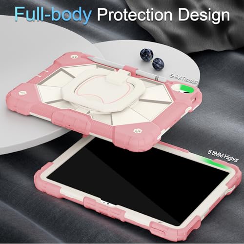 Image of Auizotl Case for iPad (A16) 11th /10th Generation 11'' /10.9'' (2025 /2022),Rotating Stand iPad Case 10th Gen with Screen Protector,Heavy Duty Shockproof Cover for 10th Generation 10.9 Inch,Rosegold