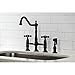 Kingston Brass KS1270AXBS Heritage Bridge Kitchen Faucet with Brass Sprayer, Matte Black