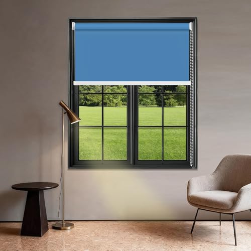 Estores Enrollables Opacos 44 x 150 cm Protección Solar Estor Enrollable a Medida Fácil de Instalar para Puertas y Ventanas con Cadena, Azul Oscuro