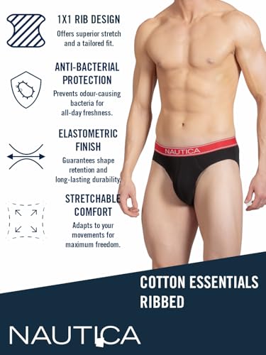 Image of Nautica Men's Cotton Blend Classic Solid Briefs
