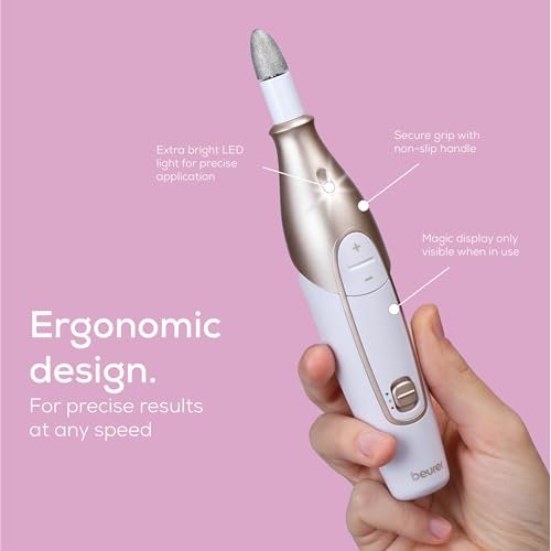 Beurer MP64 Manicure and Pedicure Set, Cordless Electric Nail File with 10 Attachments and Powerful Battery, Precision light, Nail Drill with Storage Case for at-home use - Image 6