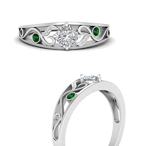 Image of Choose Your Gemstone Nature Inspired Compass Point Ring 925 Sterling Silver Cushion Shape Side Stone Engagement Rings Lightweight Office Wear Everyday Gift Jewelry US Size 4 to 12