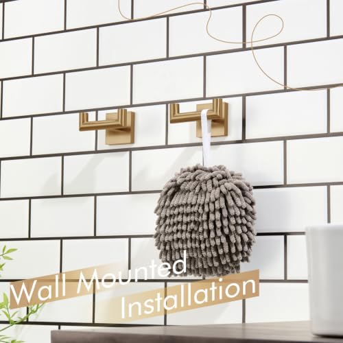 Image of KOKOSIRI Robe Hooks Bath Towel Hooks Bathroom Hardware Double Coat Hooks Wall Mounted, 2 Pack Champagne Bronze Stainless Steel B1015CPG-P2