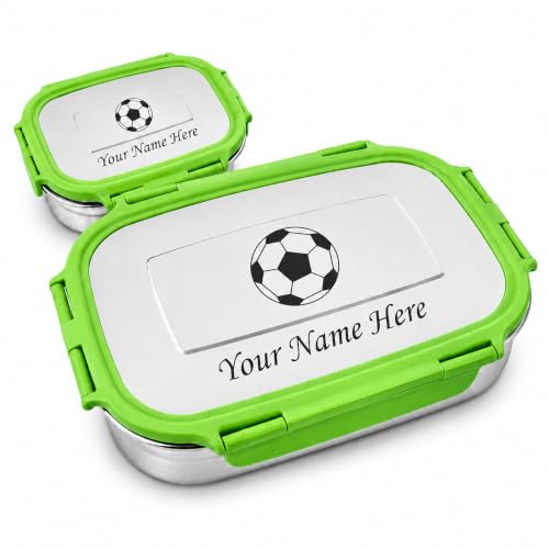 Image of SAVRI Personalized Stainless Steel Lunch Box Set with Name & Character Engraved - Big Tiffin with Small Box - Perfect for Kids, Birthdays, Return Gifts, School Use - (Green)