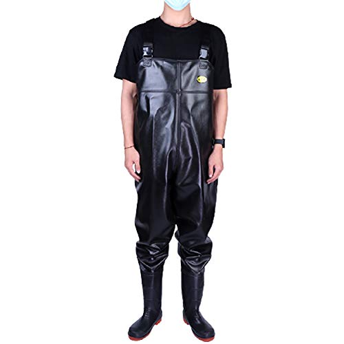 HIOD Waders for Fishing Breathable Chest Rain Boots Men Wading Shoes Rubber Wader Stocking Foot,Black,41