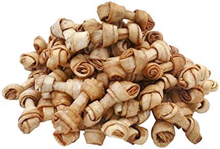 MON2SUN Dog Rawhide Knot Bones Small Rawhide Bones Mini Dog Chews Chicken Flavour 2.5 Inch 60 Count for Puppy and Small Dogs