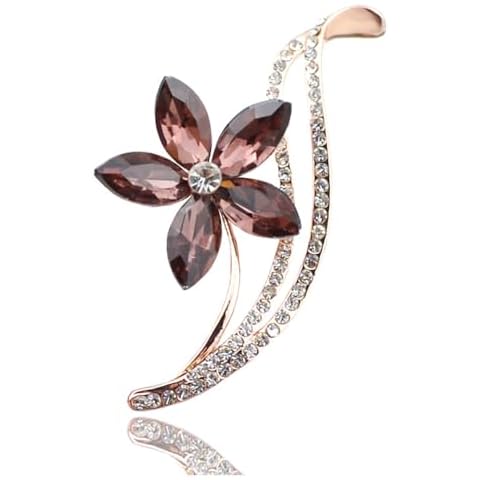 thuizen Crystal Flower Brooch Pin with Marquise Gems and Rhinestones (Grape Purple) Cover