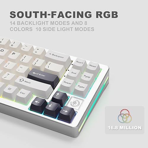 YUNZII AL71 68% Mechanical Keyboard (Silver,white switch) and Gaming Mouse Pad(White Topographic) Bundle - Thumbnail 3