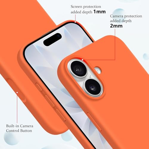 Image of DIZORO Compatible with iPhone 17 Case 6.3, Slim Liquid Silicone 3 Layers Full Covered Soft Gel Rubber Phone Cases Protective Back Cover 6.3 Inch - Cosmic Orange