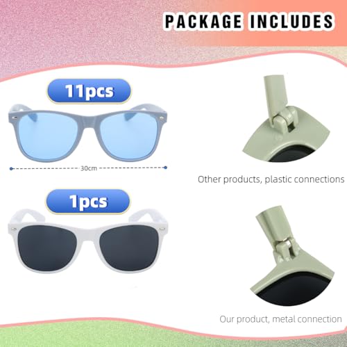 8 Pairs Bridesmaid Proposal Gifts Sunglasses Decorations bachelorette party sunglasses 12 pack accessory favors for Women girls (12, White&Black)2